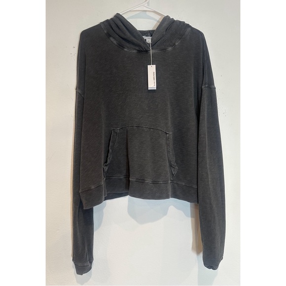 James Perse NWT boxy cropped sweatshirt grey 3/large hoodie - Picture 1 of 3